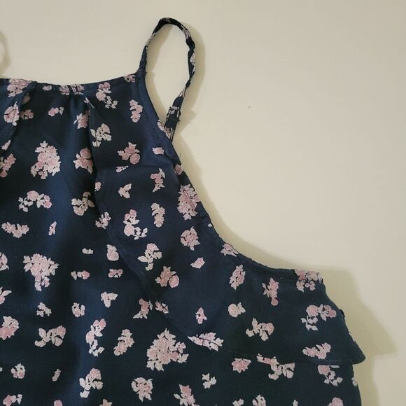 Billabong Navy Floral Swing Cropped Tank Top with Ruffles - Picture 10 of 15